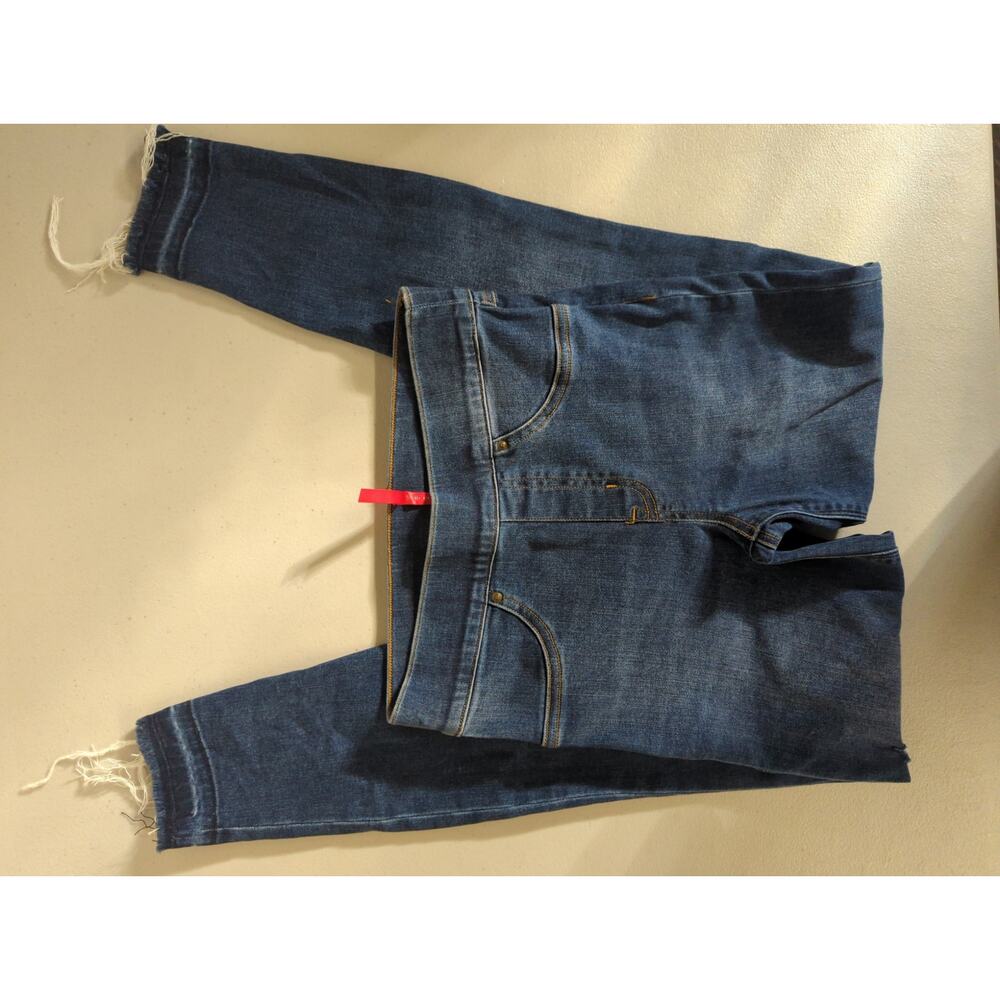 new Spanx Sz XS Pull-On Release Raw Hem Stretch High Rise Blue Skinny Jeans - Picture 3 of 6
